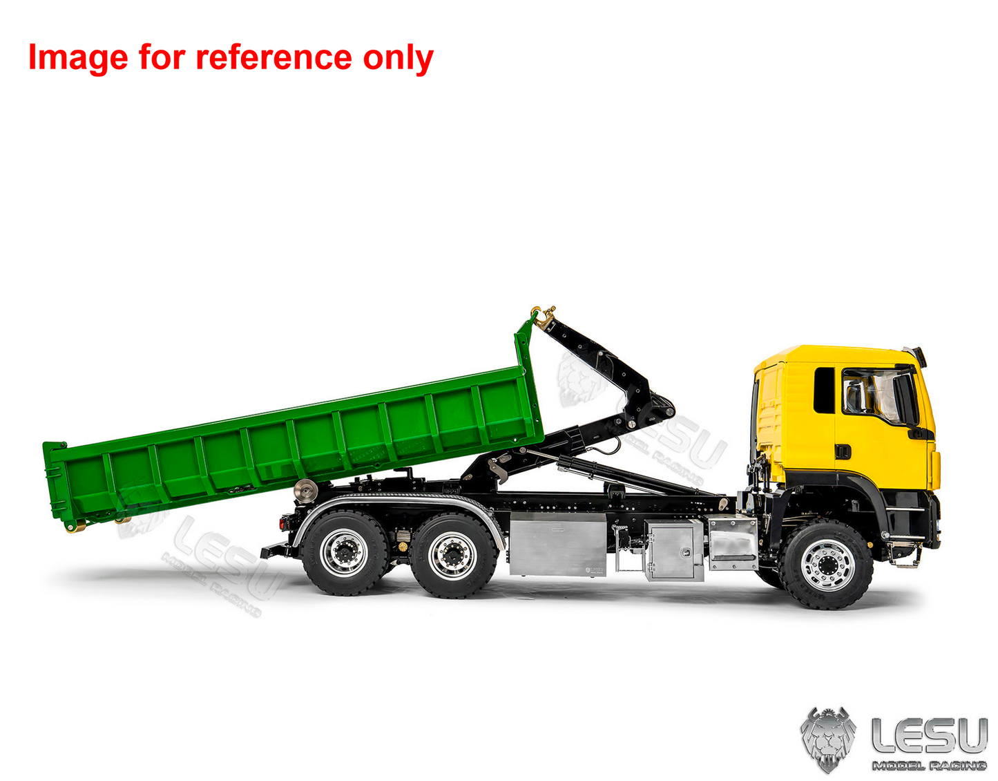 LIMITED-TIME SALE IN Stock LESU Z0094 1/14 Metal 6x6 RC Hydraulic Roll on off Dump Truck Telescopic Hooklift Transport Vehicle with 3Speed Transmission 5CH Valve Light Sound