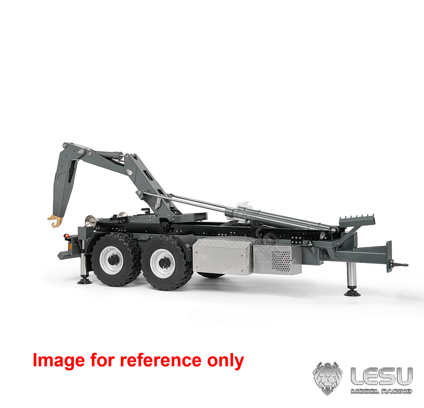 LIMITED-TIME SALE IN Stock LESU A0066 1/14 Metal Hydraulic RC Roll Off Trailer Telescopic/Folding Hooklift with Support Legs 5CH Reversing Valve Lights