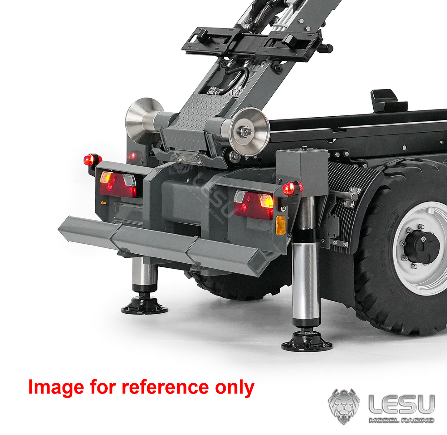 LIMITED-TIME SALE IN Stock LESU A0066 1/14 Metal Hydraulic RC Roll Off Trailer Telescopic/Folding Hooklift with Support Legs 5CH Reversing Valve Lights