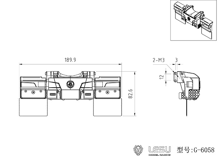 LESU ABS Top Line Roof Metal Front Rear Bumper for DIY 1/14 RC R620 R470 Topline Radio Control Tractor Truck Dumper Model