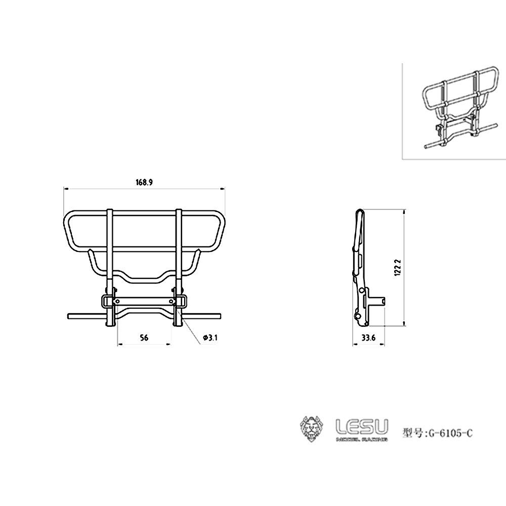 Metal Front Bumper for 1/14 Remote Controlled Tractors Trucks Model Upgraded Spare Parts Replacements Accessories DIY
