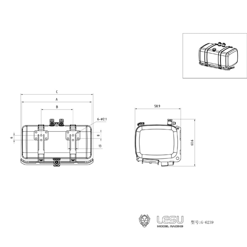 1/14 LESU Simulated Metal Oil Tank Fuel Tank 70MM 80MM 90MM 100MM for RC Dumper Truck Tractor Trailer DIY Cars Accessory