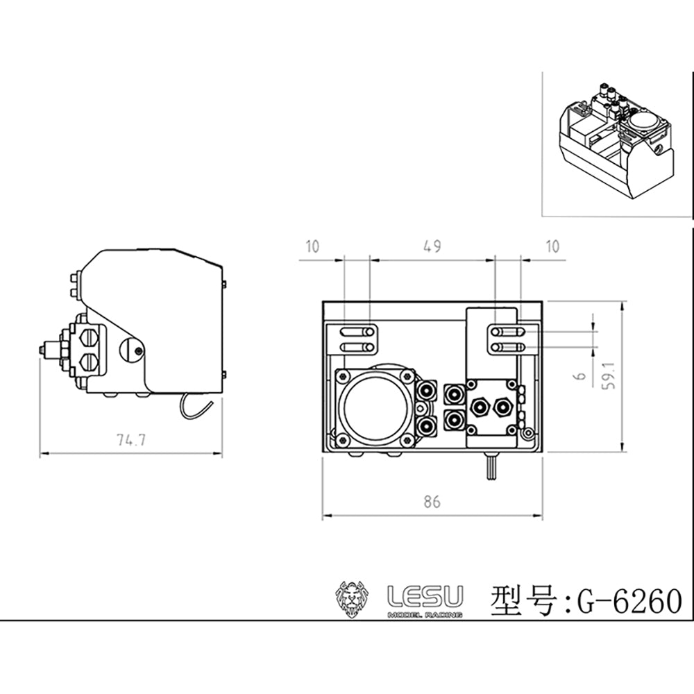 LESU Metal Toolbox Hydraulic Pump Reversing Valve Suitable for 1/14 Scale RC Dumper Truck Radio Control Trailer Tipper Cars