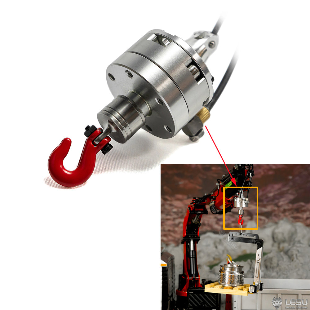 LESU Metal Manual Balance Fork Hydraulic Rotary Cylinder Hook Suitable for 1/14 RC Crane Dumper Truck Radio Control Cars