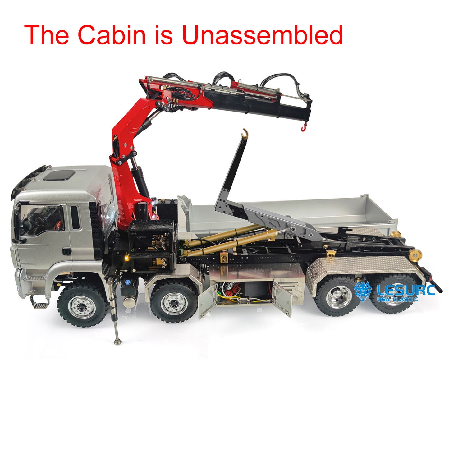 LESU Z0031 1/14 Metal 8x8 RC Hydraulic Dump Truck with Crane TGS Cabin 2 Speed Transmission 7CH Valve Light Sound for Construction Hobbyists