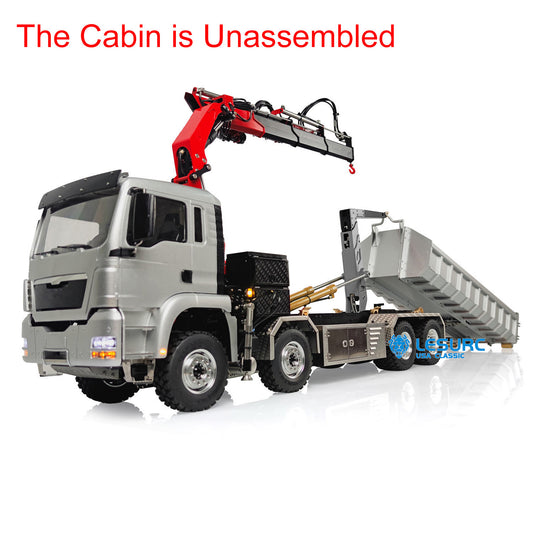 LESU Z0031 1/14 Metal 8x8 RC Hydraulic Dump Truck with Crane TGS Cabin 2 Speed Transmission 7CH Valve Light Sound for Construction Hobbyists