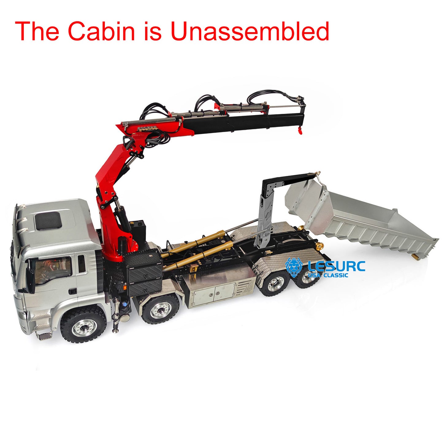 LESU Z0031 1/14 Metal 8x8 RC Hydraulic Dump Truck with Crane TGS Cabin 2 Speed Transmission 7CH Valve Light Sound for Construction Hobbyists