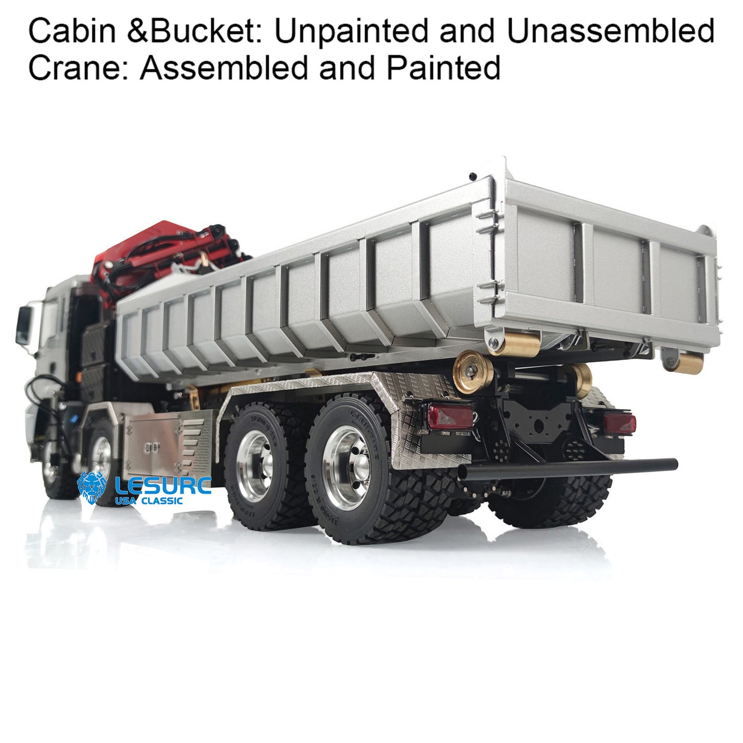 LESU Z0031 1/14 Metal 8x8 RC Hydraulic Dump Truck with Crane TGS Cabin 2 Speed Transmission 7CH Valve Light Sound for Construction Hobbyists