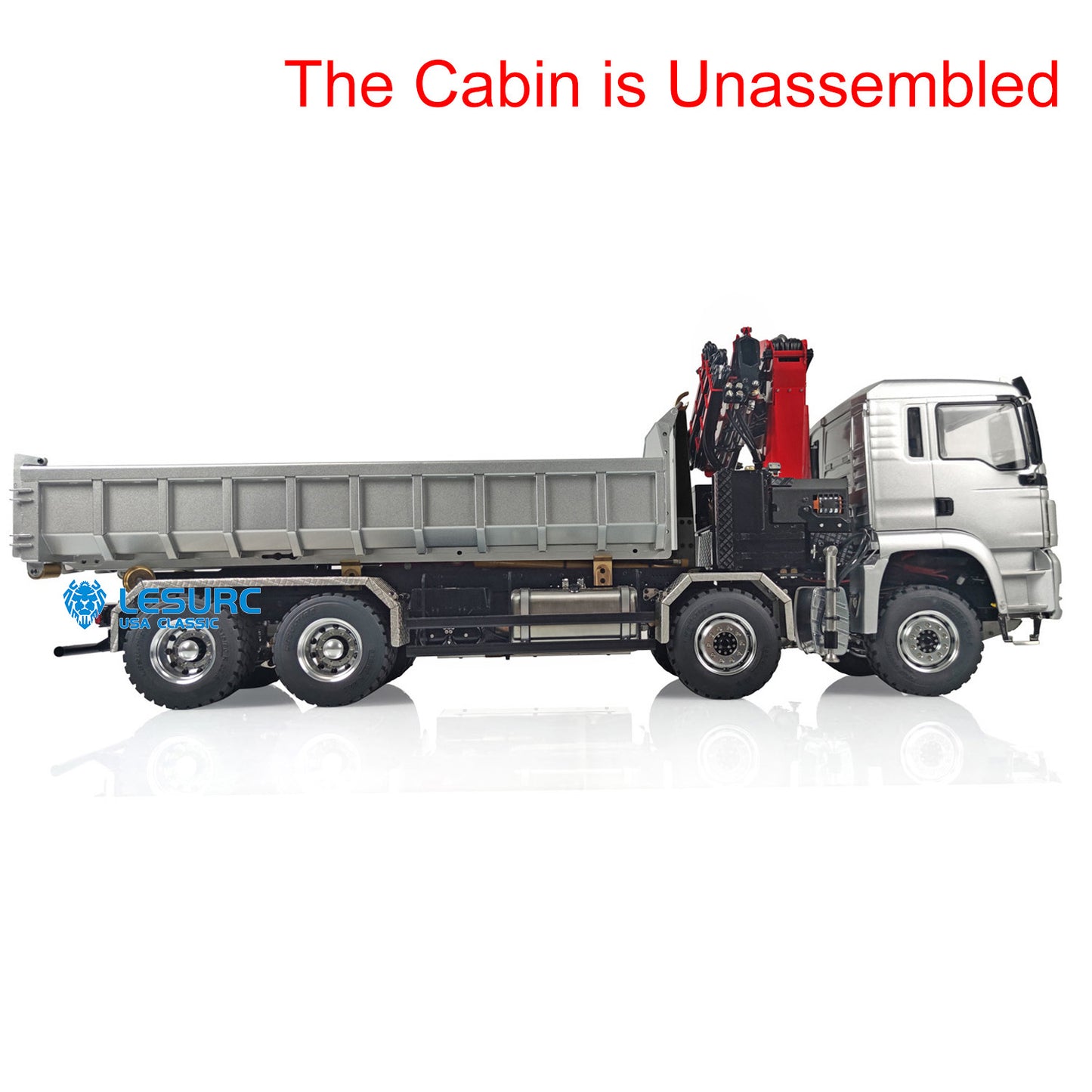 LESU Z0031 1/14 Metal 8x8 RC Hydraulic Dump Truck with Crane TGS Cabin 2 Speed Transmission 7CH Valve Light Sound for Construction Hobbyists
