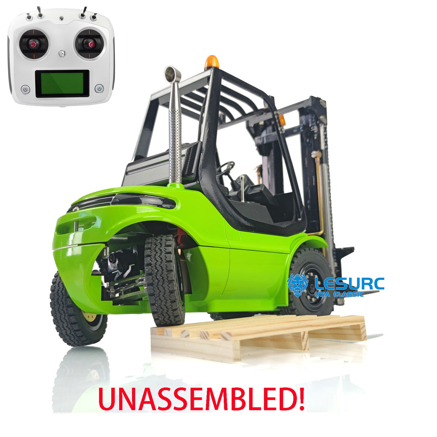 1/14 LESU RC KIT Model Forklift Unassembled Transfer Car Truck W/ Motor Servo ESC Light Sound I6S-IA10B Radio W/O Battery