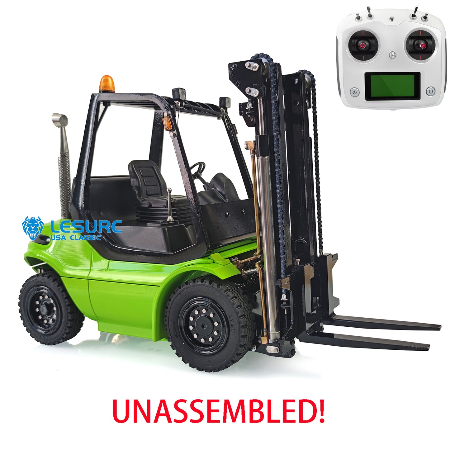 1/14 LESU RC KIT Model Forklift Unassembled Transfer Car Truck W/ Motor Servo ESC Light Sound I6S-IA10B Radio W/O Battery