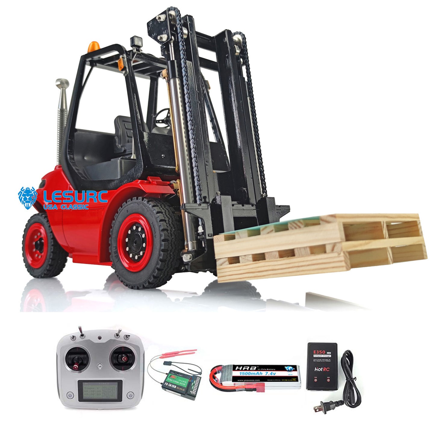 1/14 Scale LESU RC RTR Model Forklift Assembled Transfer Car Truck W/ Motor Servo ESC Light Sound Radio Battery Driver Charger