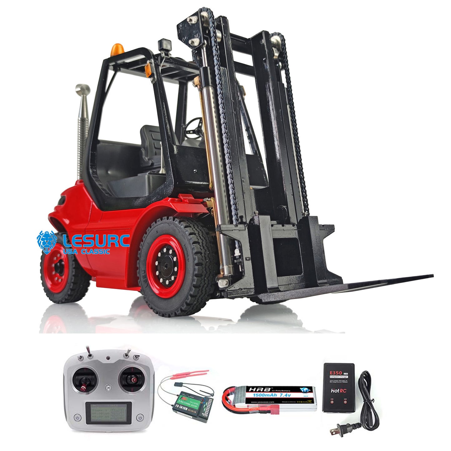 1/14 Scale LESU RC RTR Model Forklift Assembled Transfer Car Truck W/ Motor Servo ESC Light Sound Radio Battery Driver Charger