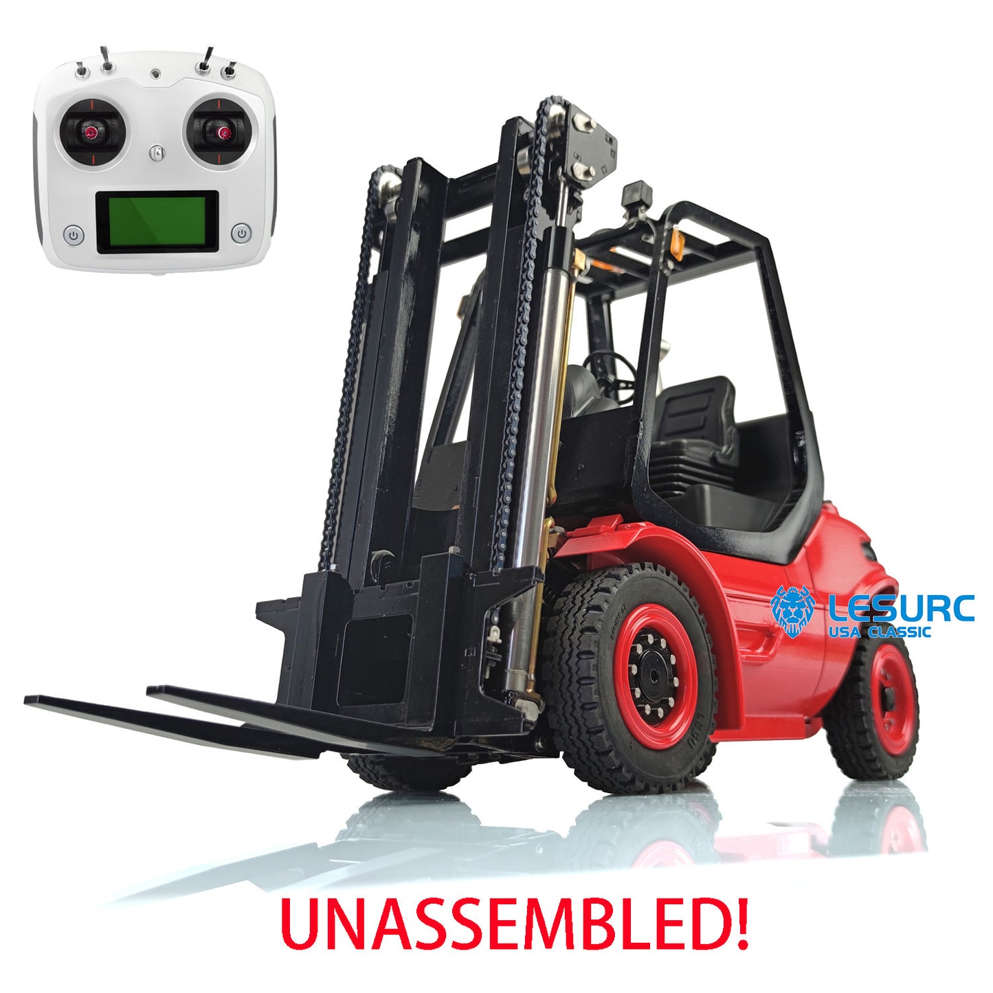 1/14 LESU RC KIT Model Forklift Unassembled Transfer Car Truck W/ Motor Servo ESC Light Sound I6S-IA10B Radio W/O Battery