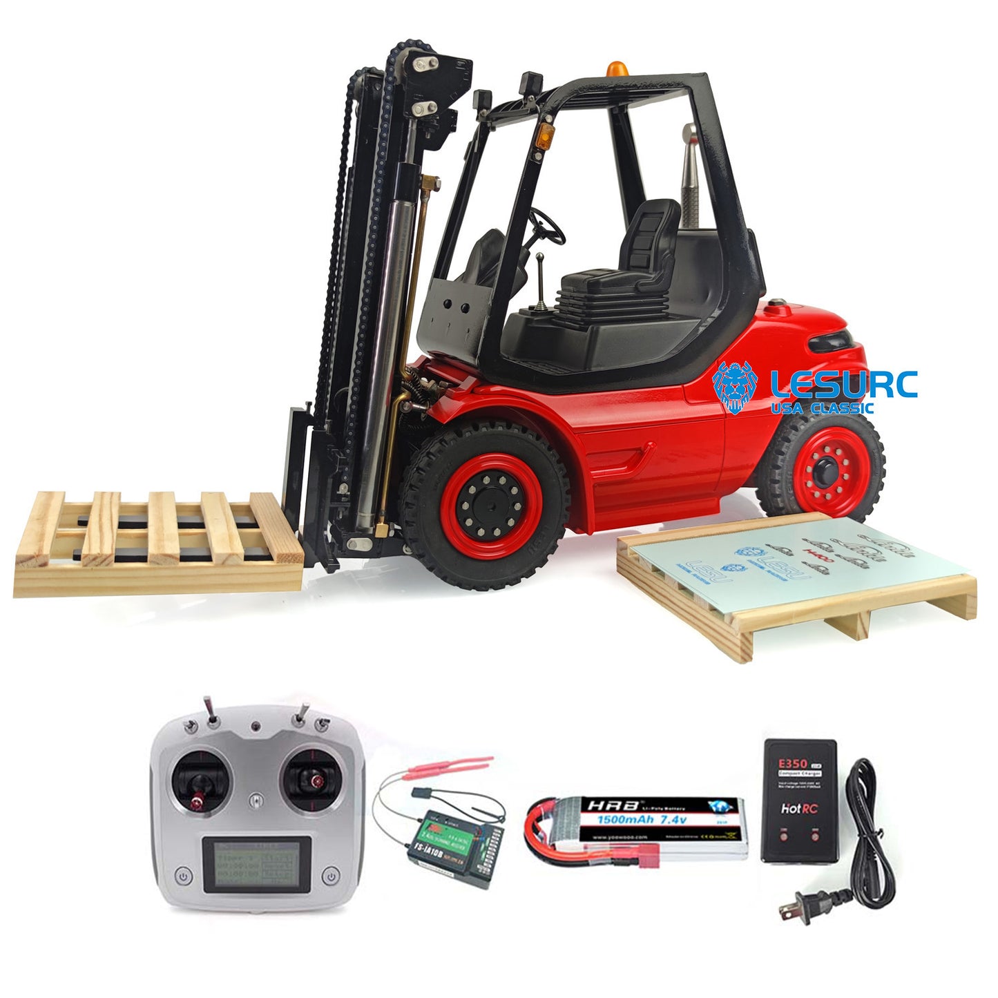 1/14 Scale LESU RC RTR Model Forklift Assembled Transfer Car Truck W/ Motor Servo ESC Light Sound Radio Battery Driver Charger