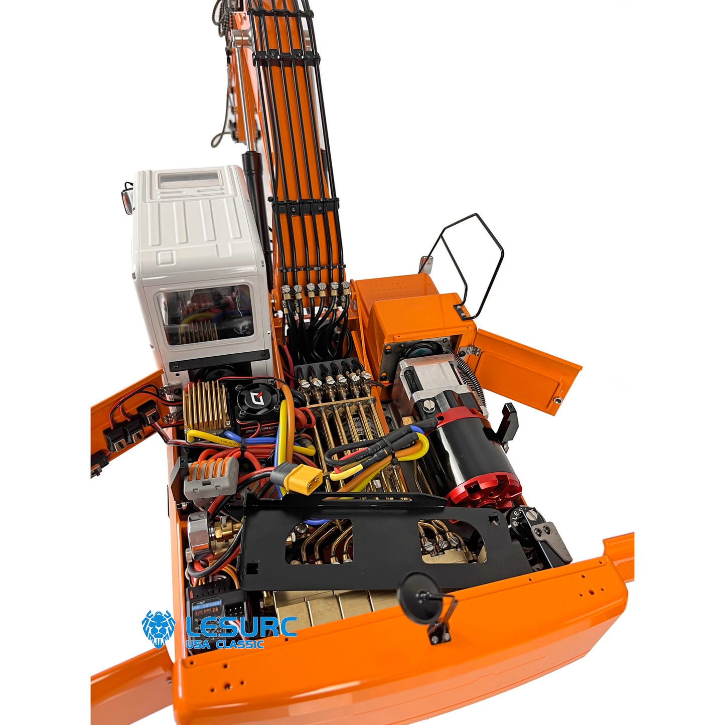 LESU PC360 1/14 Metal RC Excavator B0002 RTR Hydraulic Stainless Steel Digger Light System Grab Grapple Fixed Mount FlySky PL18EV Lite Controller