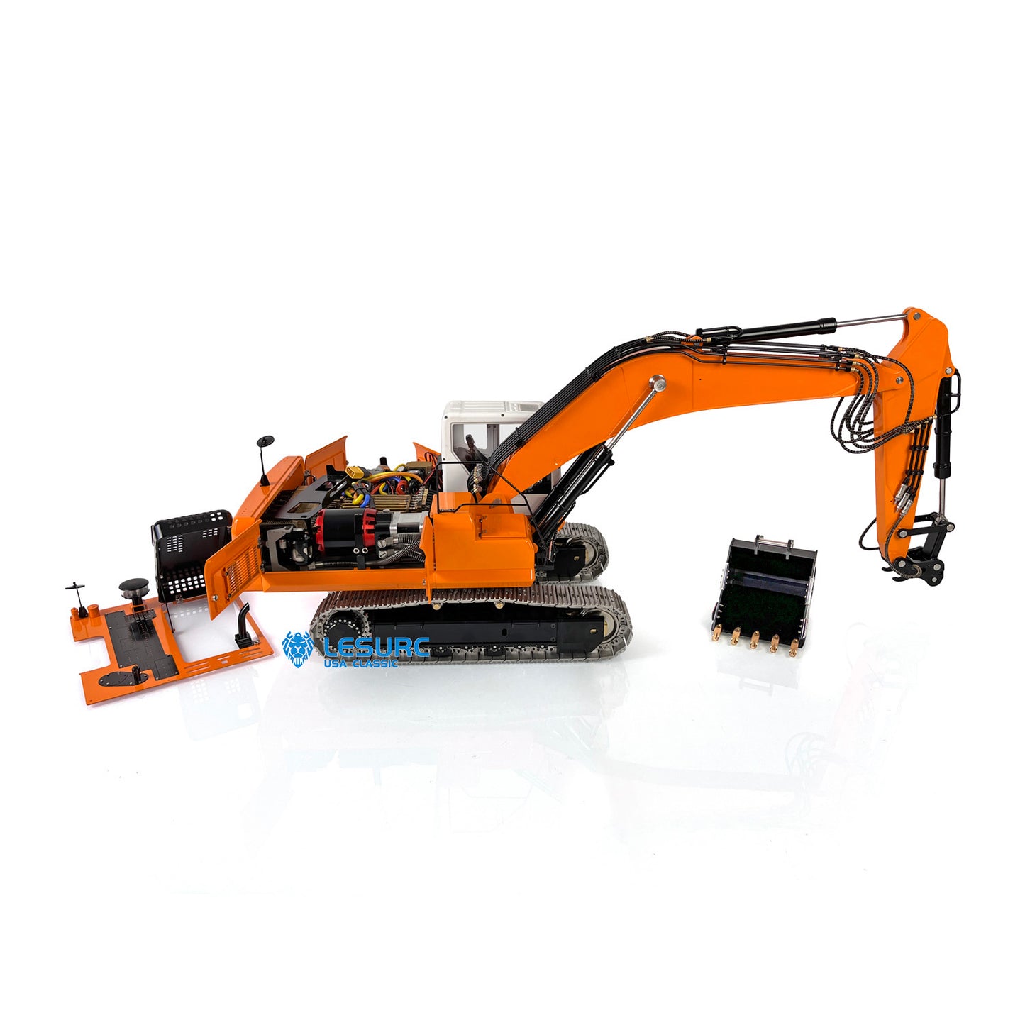 LESU PC360 1/14 Metal RC Excavator B0002 RTR Hydraulic Stainless Steel Digger Light System Grab Grapple Fixed Mount FlySky PL18EV Lite Controller