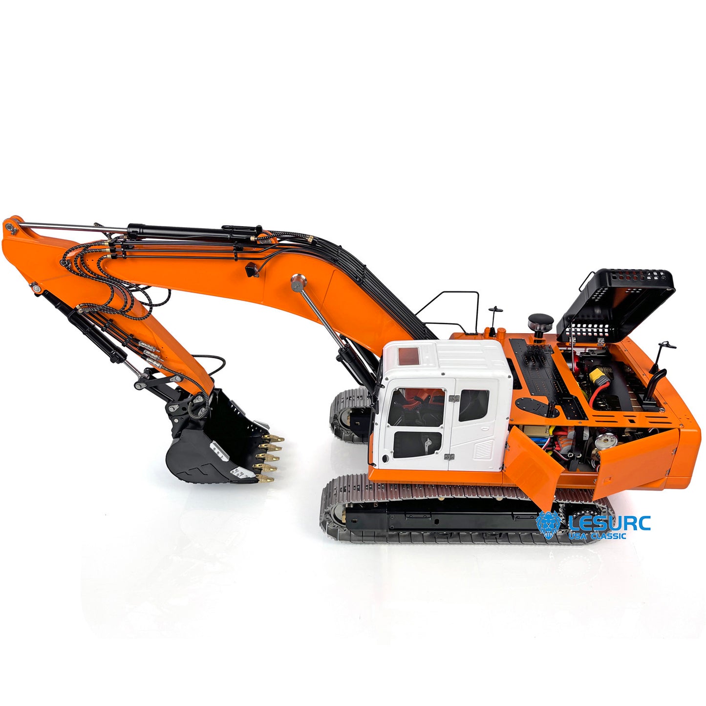 LESU PC360 1/14 Metal RC Excavator B0002 RTR Hydraulic Stainless Steel Digger Light System Grab Grapple Fixed Mount FlySky PL18EV Lite Controller