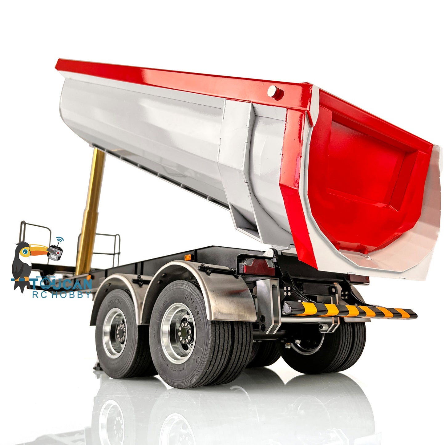 LESU 1/14 Metal Hydraulic Lifting Semi Trailer Dump Truck For Tractor Truck DIY RC Model With U Bucket A0006 Electric Legs