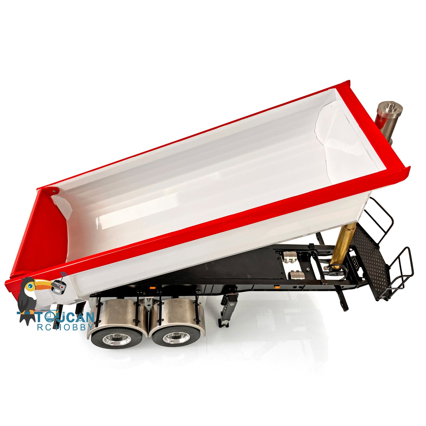 LESU 1/14 Metal Hydraulic Lifting Semi Trailer Dump Truck For Tractor Truck DIY RC Model With U Bucket A0006 Electric Legs