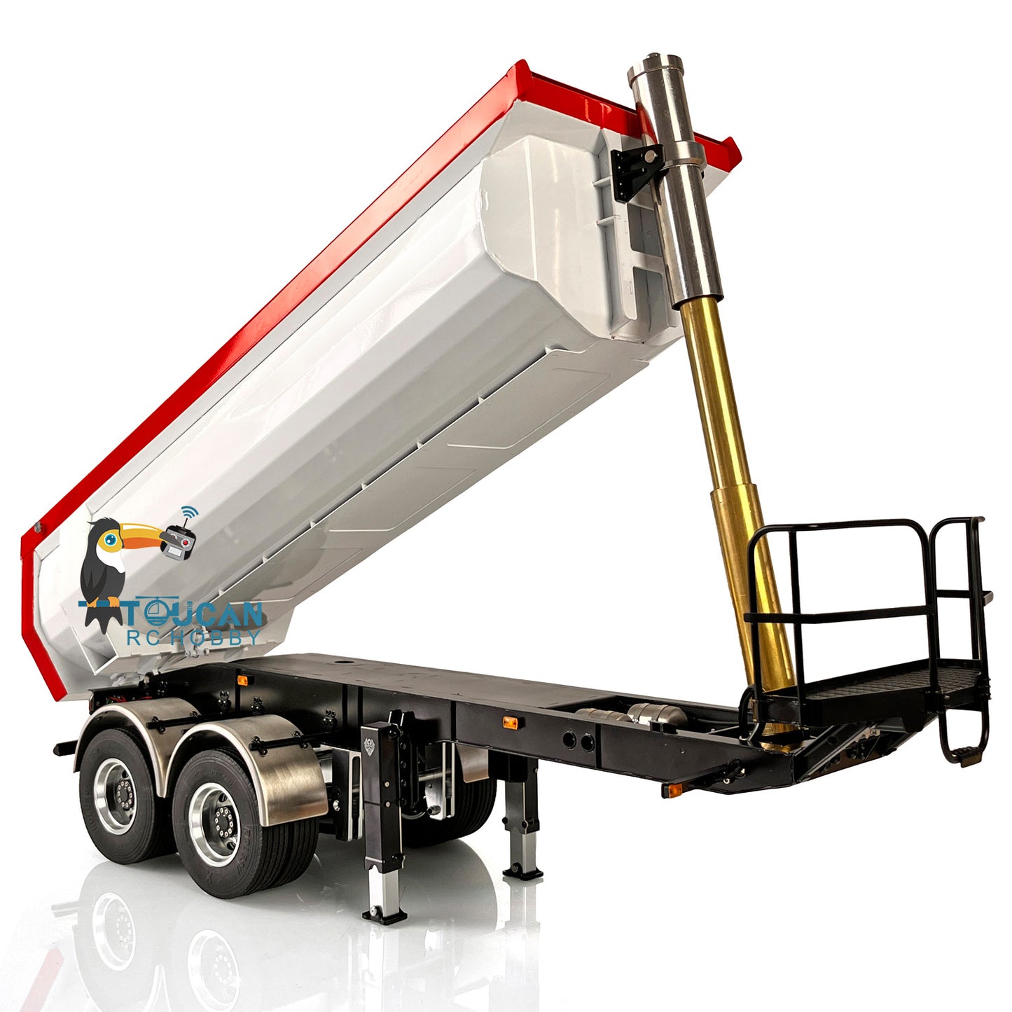 LESU 1/14 Metal Hydraulic Lifting Semi Trailer Dump Truck For Tractor Truck DIY RC Model With U Bucket A0006 Electric Legs