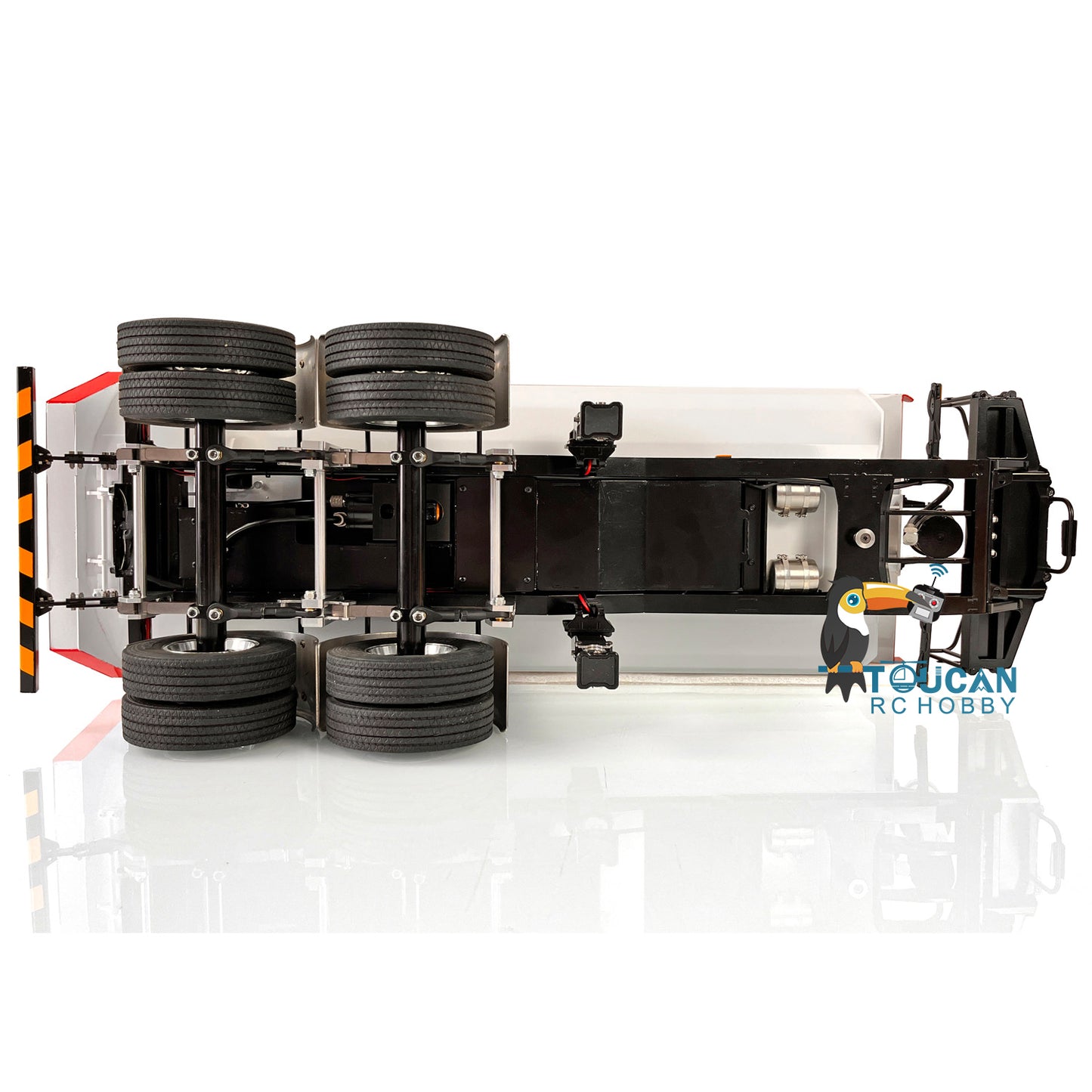 LESU 1/14 Metal Hydraulic Lifting Semi Trailer Dump Truck For Tractor Truck DIY RC Model With U Bucket A0006 Electric Legs