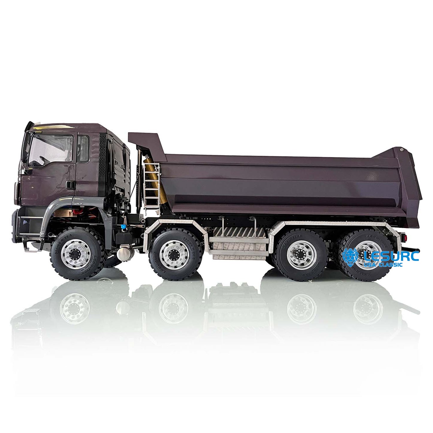 LESU 1/14 8x8 Metal Hydraulic RC Dump Truck Tipper 2 Speed Transmission Axles With Differential Lock FlySky I6S Remote Controller Sound Light System
