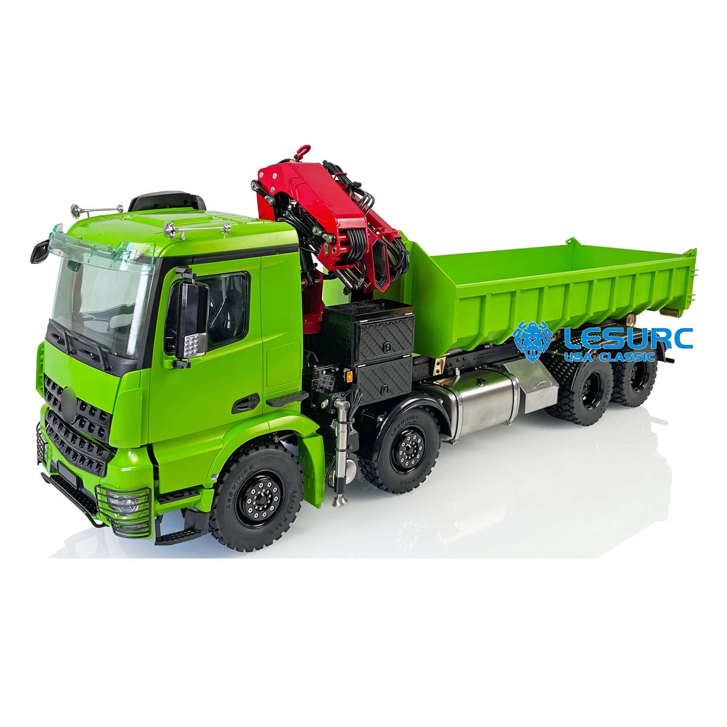 1/14 LESU RC Metal Hydraulic Crane Dumper Tipper Truck 8x8 RTR Electric Dump Car W/ Light Sound ESC Motor PL18EV Radio Battery