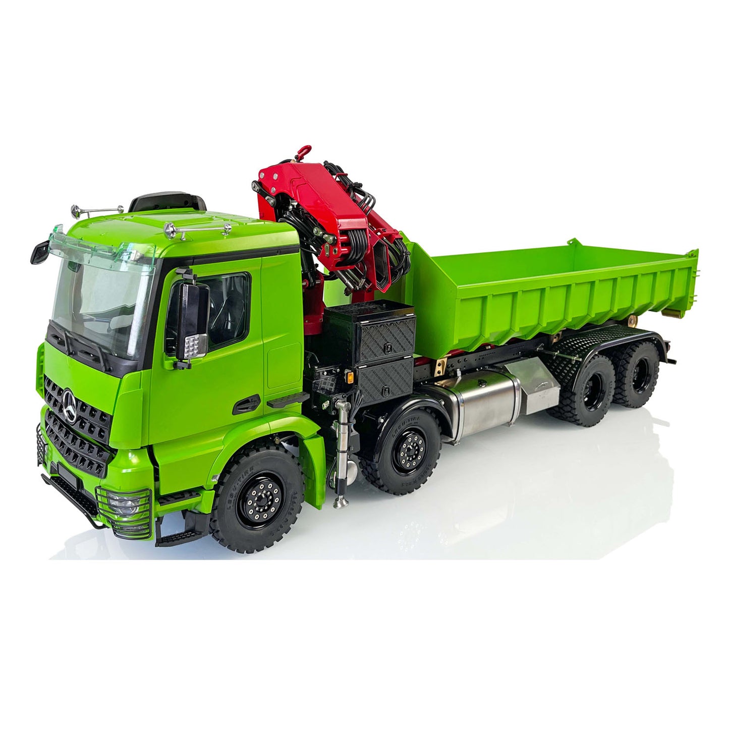 LESU 1/14 8x8 RC Metal Hydraulic Crane Dumper Tipper Truck Electric Dump Car W/ Light Sound ESC Motor W/O Radio Battery Charger