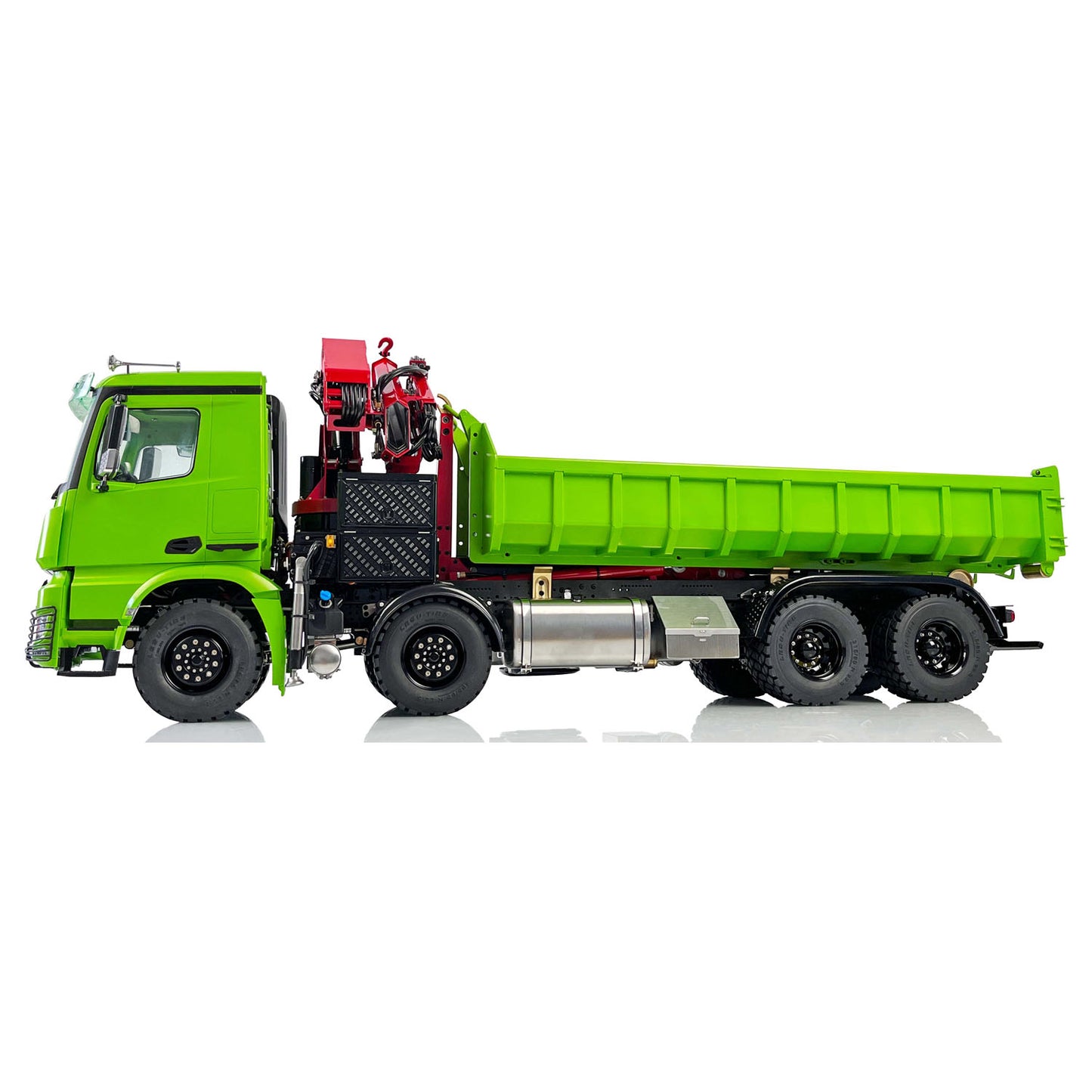 LESU 1/14 8x8 RC Metal Hydraulic Crane Dumper Tipper Truck Electric Dump Car W/ Light Sound ESC Motor W/O Radio Battery Charger