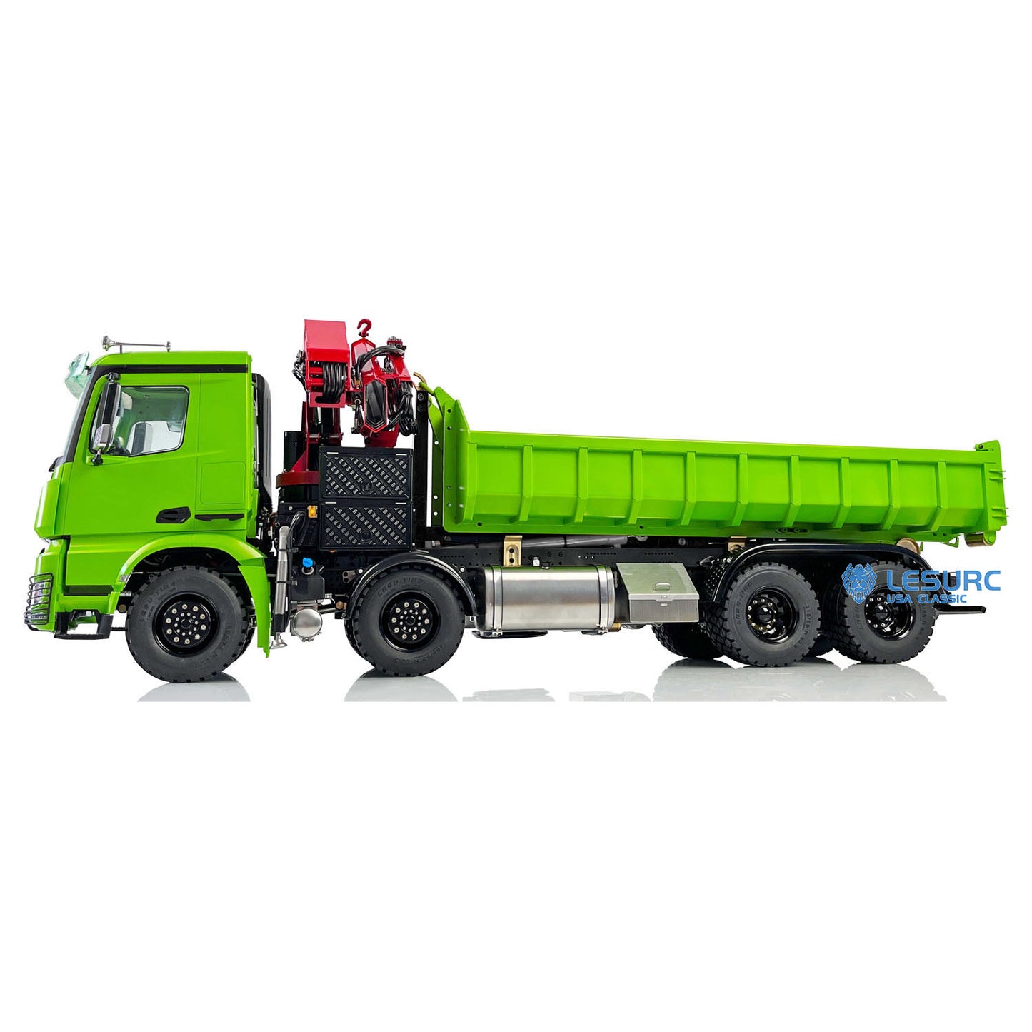 LESU Z0017 1/14 Metal 8X8 RC Roll On Off Dump Truck RTR with Hydraulic Crane FlySky Paladin PL18EV Radio System 2Speed Transmission Light Sound