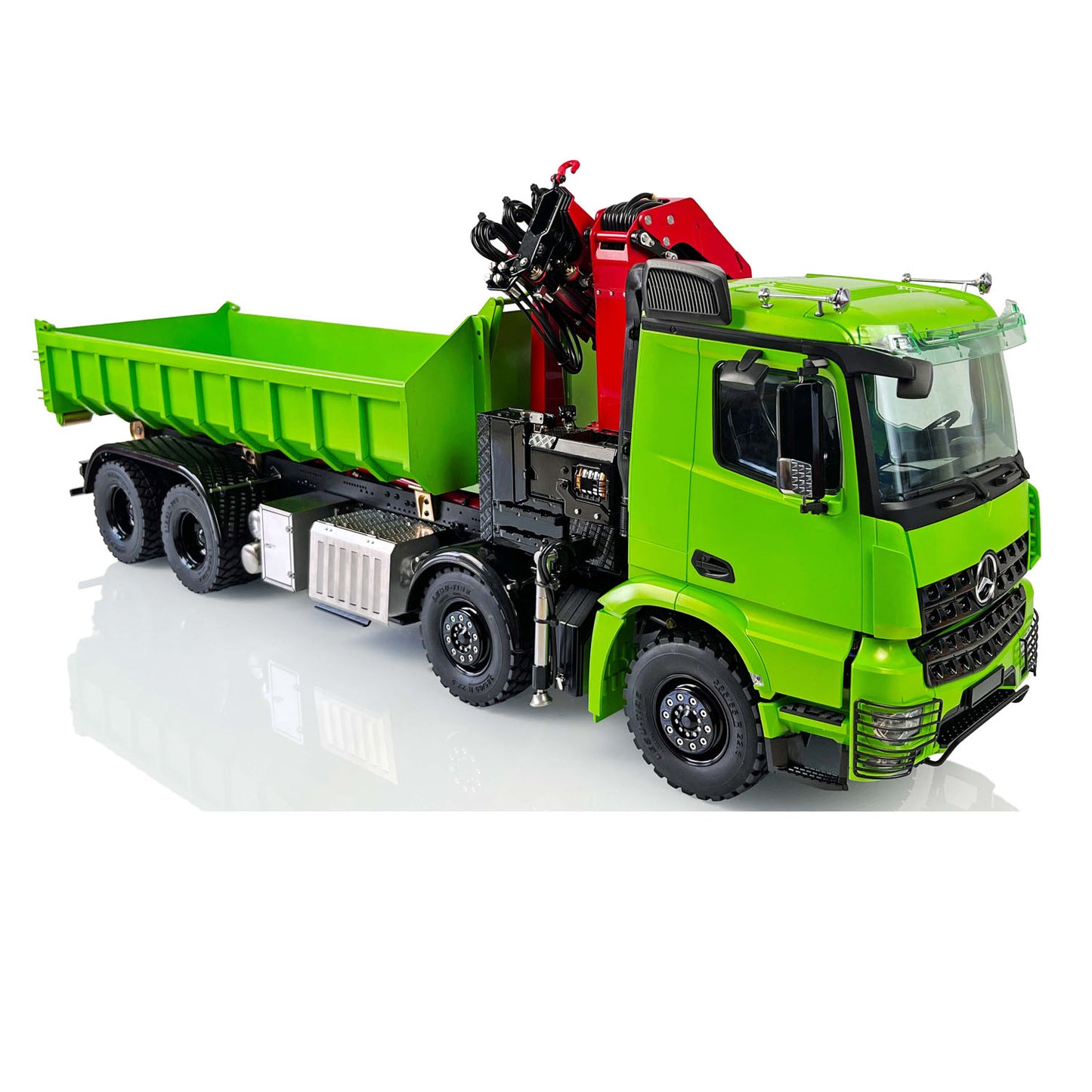 LESU 1/14 8x8 RC Metal Hydraulic Crane Dumper Tipper Truck Electric Dump Car W/ Light Sound ESC Motor W/O Radio Battery Charger