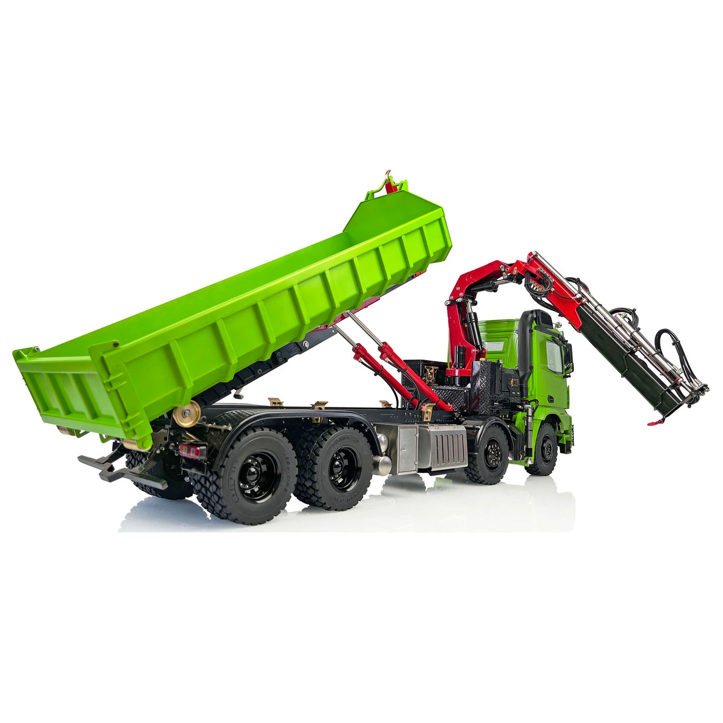 LESU 1/14 8x8 RC Metal Hydraulic Crane Dumper Tipper Truck Electric Dump Car W/ Light Sound ESC Motor W/O Radio Battery Charger