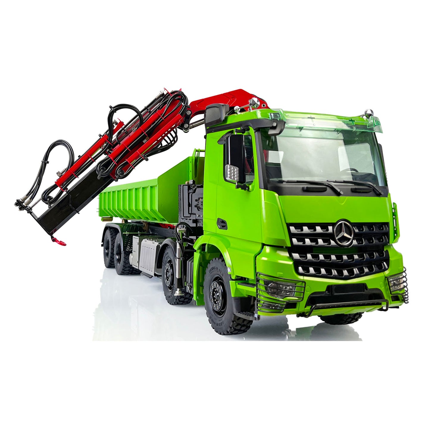 LESU 1/14 8x8 RC Metal Hydraulic Crane Dumper Tipper Truck Electric Dump Car W/ Light Sound ESC Motor W/O Radio Battery Charger