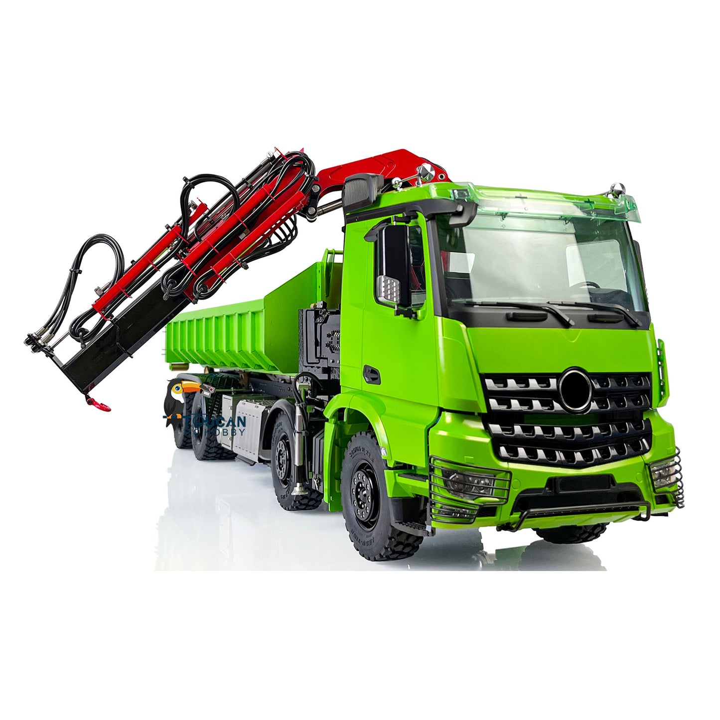 LESU 1/14 8x8 RC Metal Hydraulic Crane Dumper Tipper Truck Electric Dump Car W/ Light Sound ESC Motor W/O Radio Battery Charger