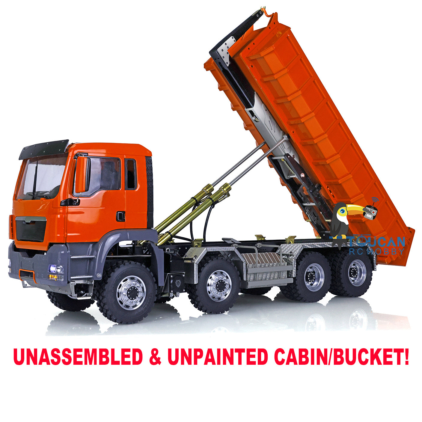 1/14 LESU Remote Control Hydraulic Roll on Off Dumper Truck TGS 8*8 RC Engineering Vehicle Tipper Model With 5 PC Servos