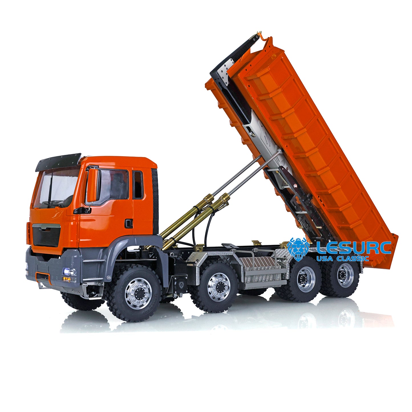 LESU 1/14 TGS 8*8 Hydraulic Dumper for Remote Controlled Truck Roll On/Off Tipper W/ Sound Light System Motor Servo