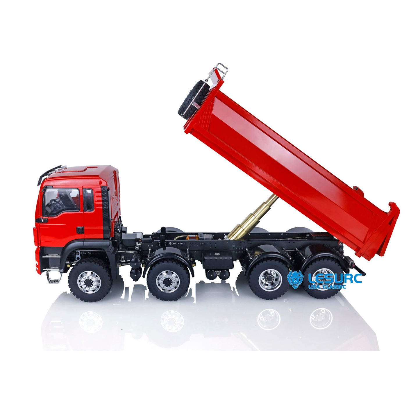 LESU 1/14 8x8 Metal Hydraulic RC Dump Truck 20130011 RTR Tipper Model FlySky I6S Radio Controller Brushless Motor 2 Speed Transmission Sound System