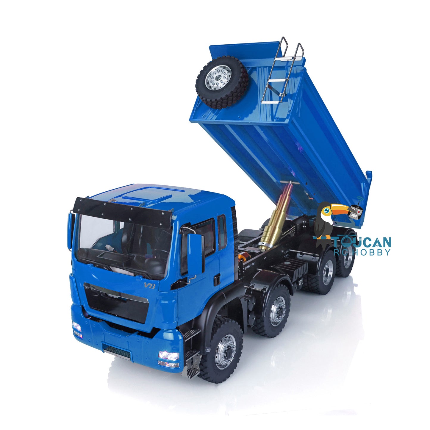 LESU 8x8 RC Hydraulic Lifting Dump Truck 1/14 Tipper Car Painted Model I6S Radio Control Sounds Light