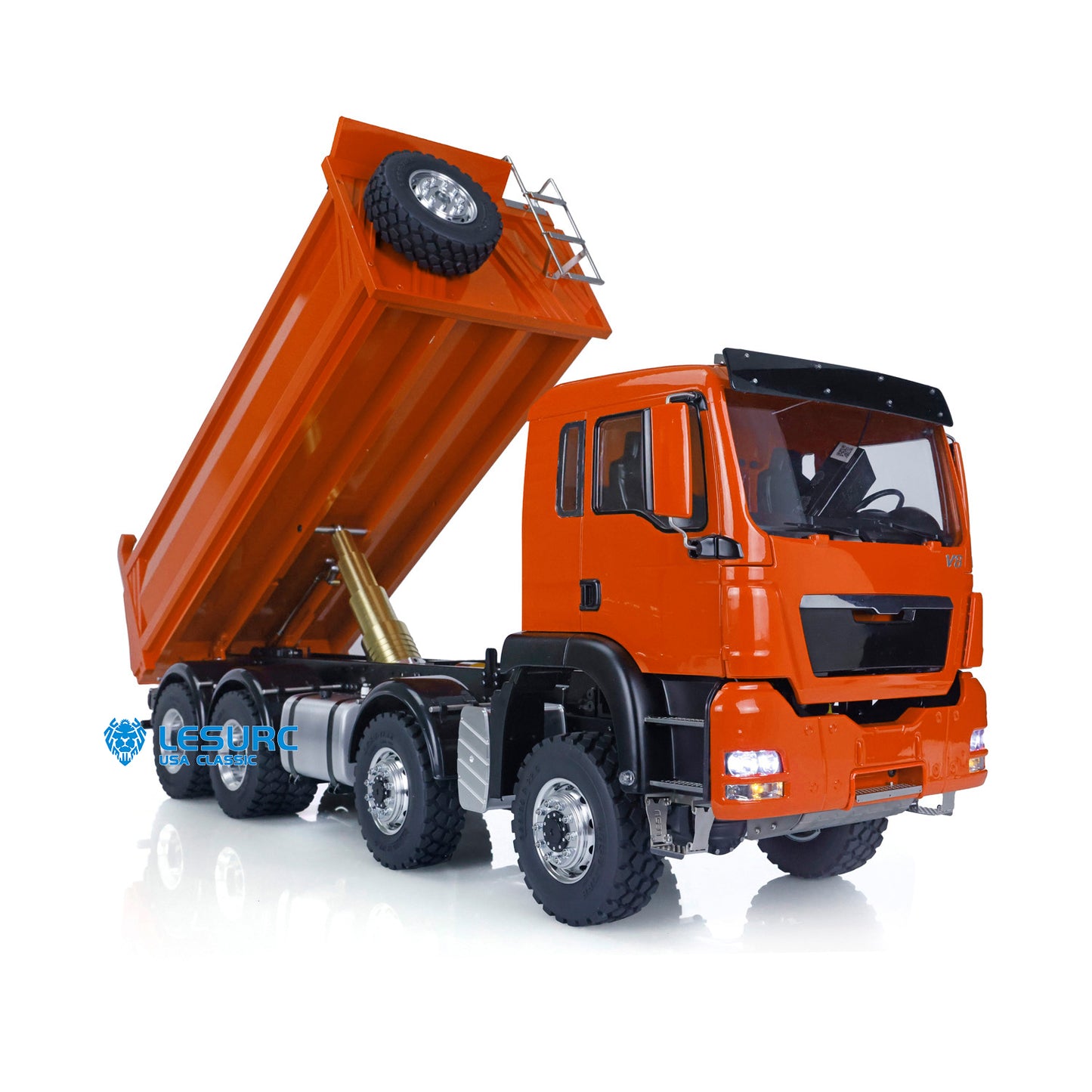 LESU 1/14 8x8 Metal Hydraulic RC Dump Truck 20130011 RTR Tipper Model FlySky I6S Radio Controller Brushless Motor 2 Speed Transmission Sound System