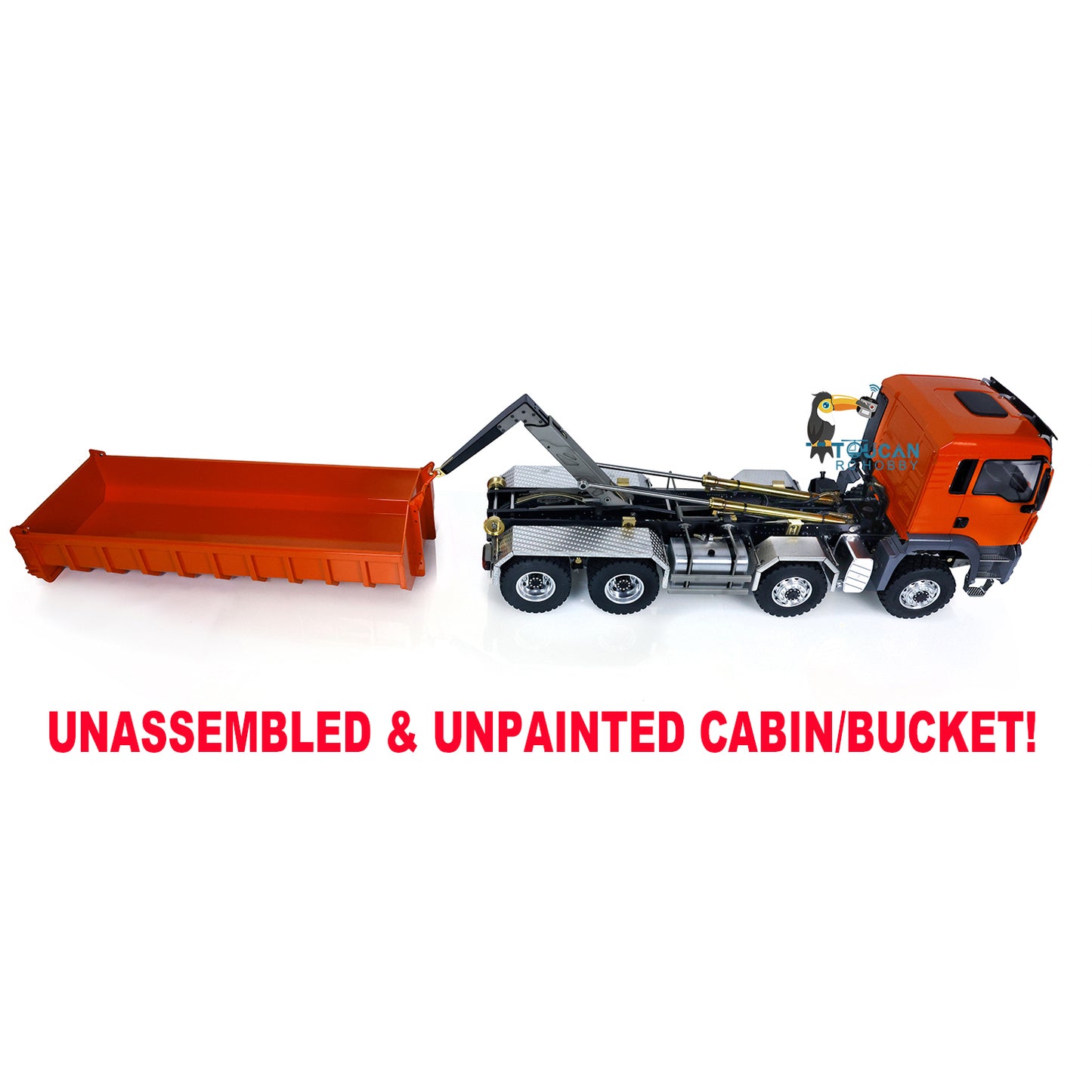 1/14 LESU Remote Control Hydraulic Roll on Off Dumper Truck TGS 8*8 RC Engineering Vehicle Tipper Model With 5 PC Servos