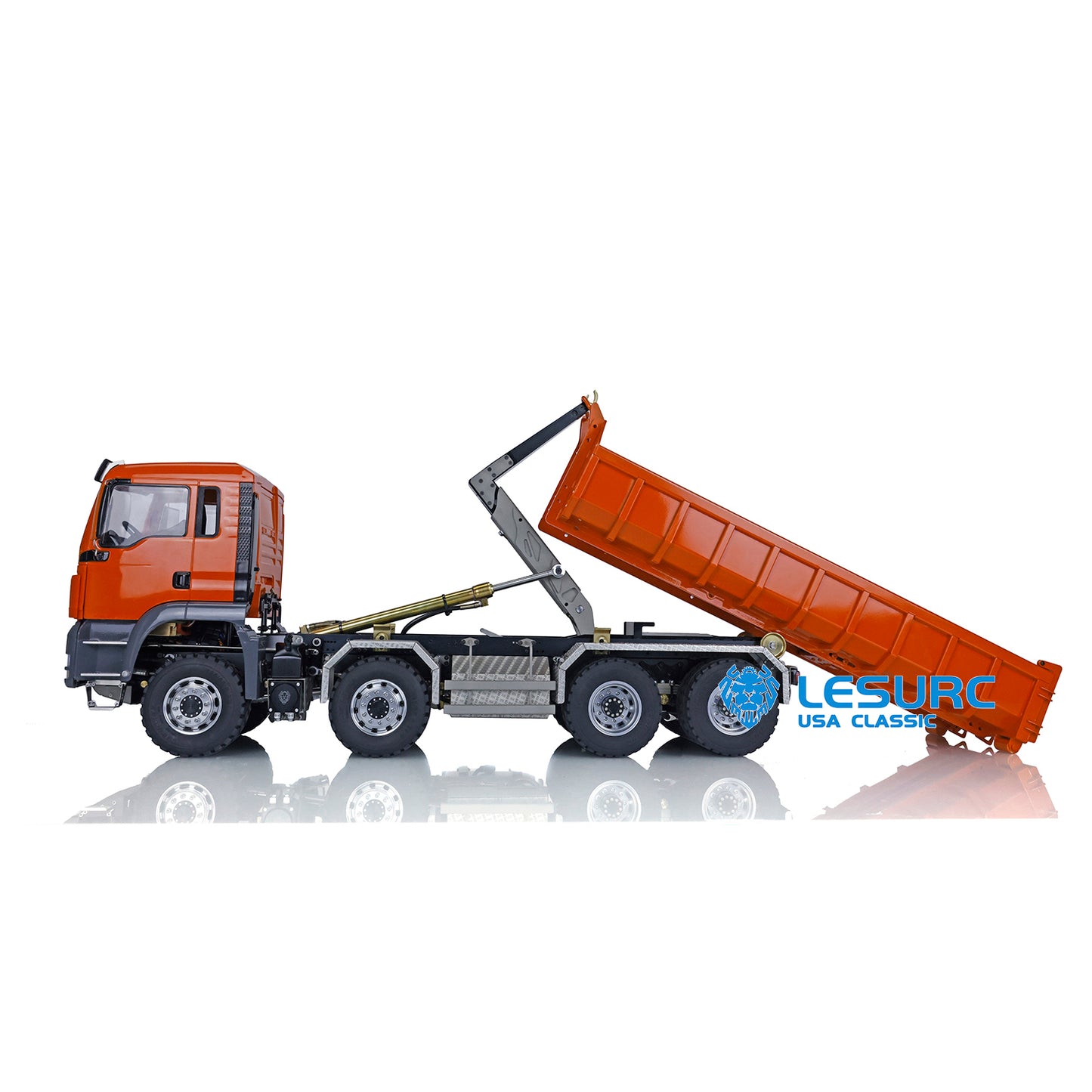 LESU 1/14 TGS 8*8 Hydraulic Dumper for Remote Controlled Truck Roll On/Off Tipper W/ Sound Light System Motor Servo