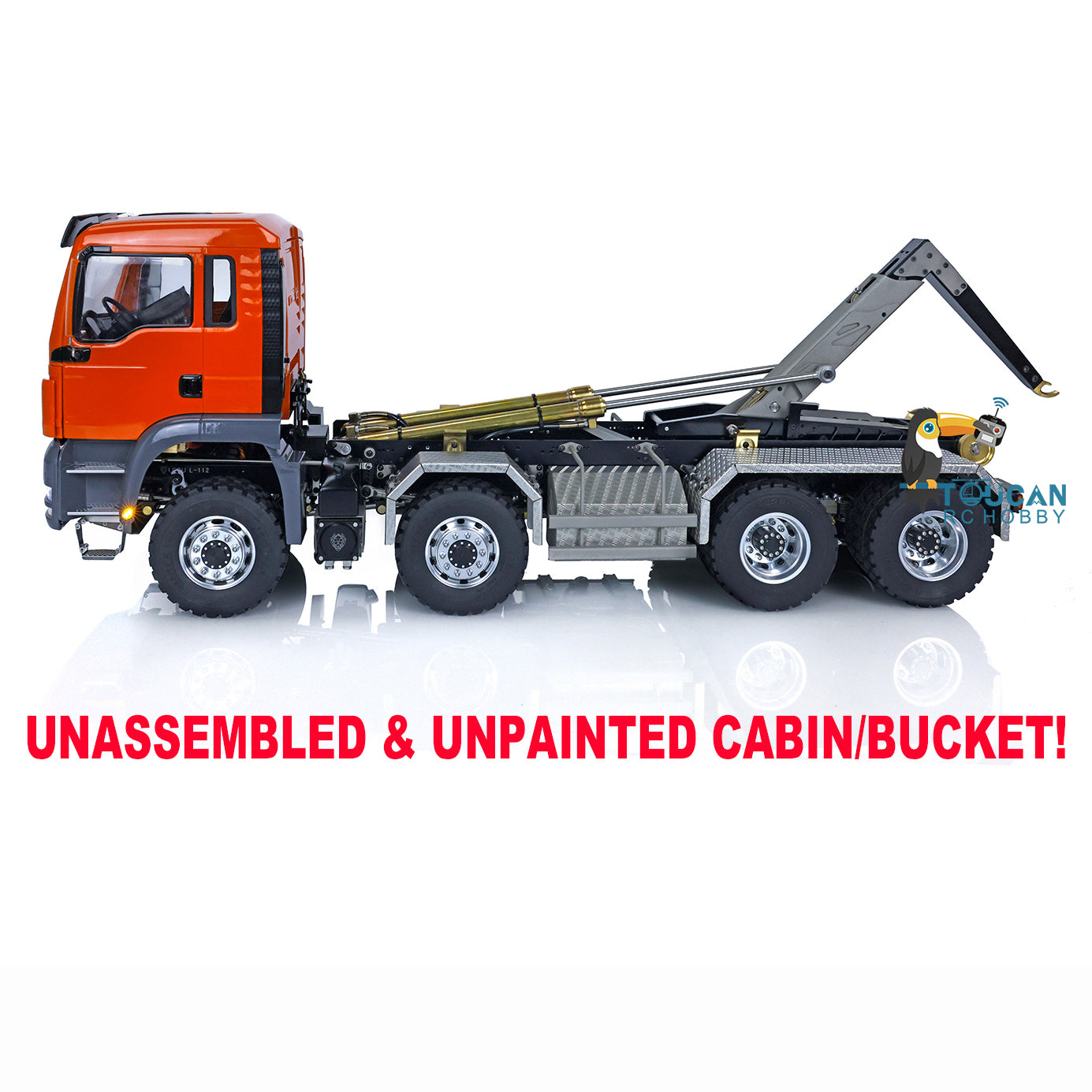 1/14 LESU Remote Control Hydraulic Roll on Off Dumper Truck TGS 8*8 RC Engineering Vehicle Tipper Model With 5 PC Servos