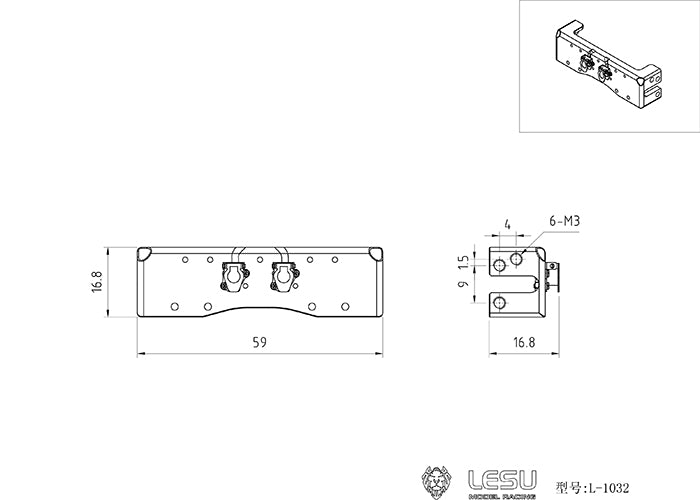 Metal CNC Equipment Rack Rear Beam TailBeam Sun Visor DIY Part for 1/14 RC FH16 FH12 Radio Control Tractor Truck Model Cars