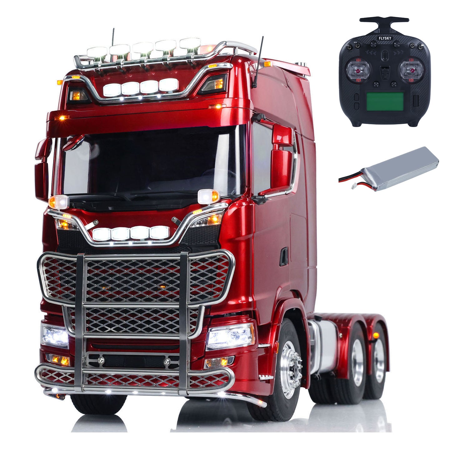 1/14 LESU 770S 6x6 RC Tractor Truck Metal Chassis FlySky ST8 Radio System