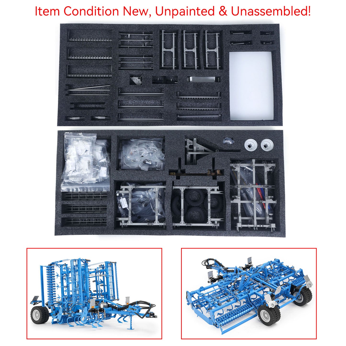 LESU AOUE 1050 1/14 Metal 4x4 RC Walking Tractor K500 Seedbed Pre-sowing Soil Preparation Planter Plough Hydraulic Agricultural Vehicles Frsky PL18EV Lite