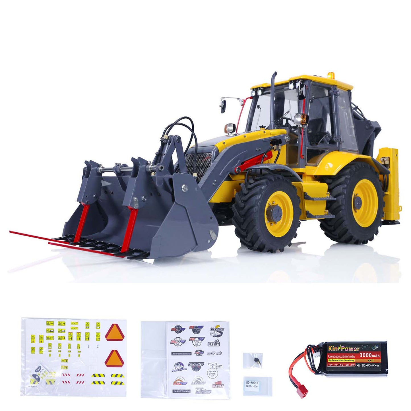 LESU AOUE BL71 1/14 4X4 Metal Hydraulic RC Backhoe Loader A0010 with Support Leg Light Sound System for Construction Vehicle Enthusiast