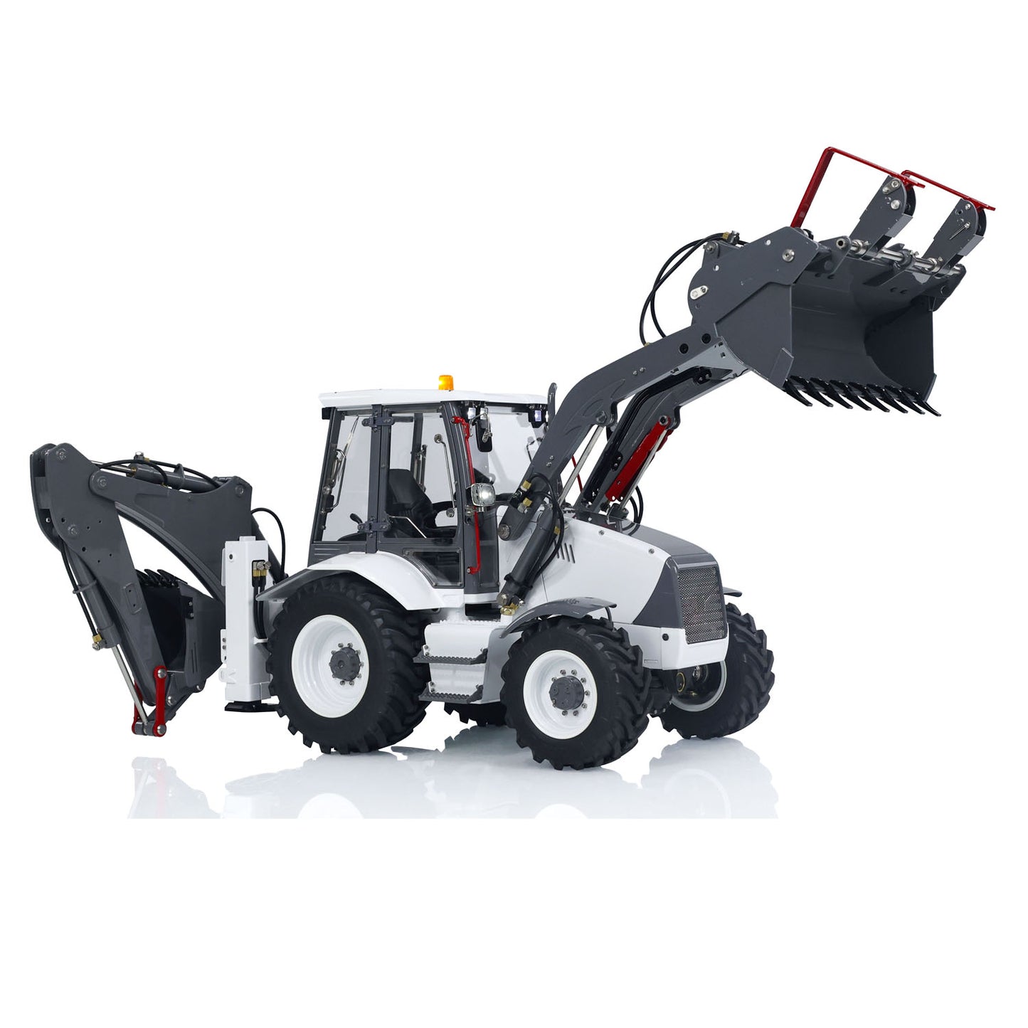 LESU AOUE BL71 1/14 4X4 Metal Hydraulic RC Backhoe Loader A0010 with Support Leg Light Sound System for Construction Vehicle Enthusiast