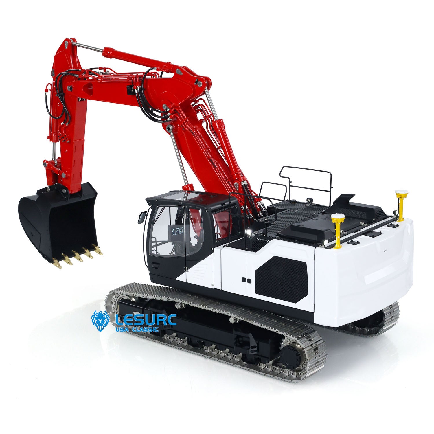 LESU AOUE LR945 Metal 1/14 RC Hydraulic Excavator 3 Arms Digger with Electronic Display PL18EV Lite Radio Controller