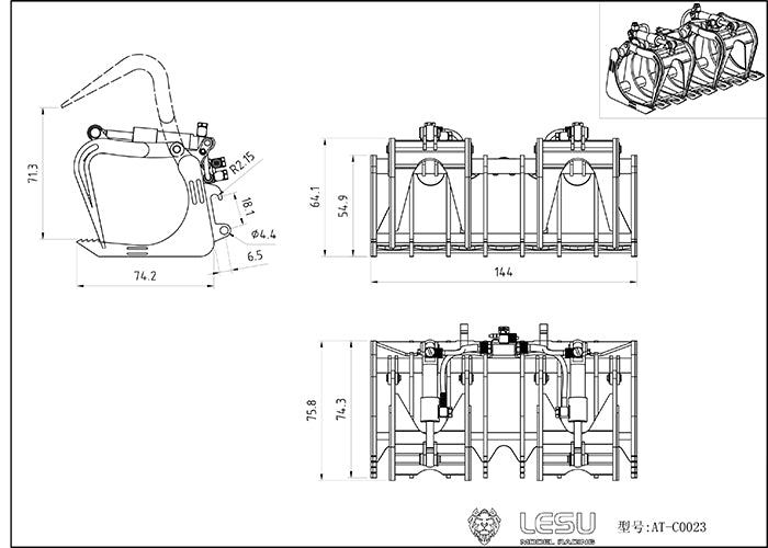 Metal Dozer Blade for LESU Aoue-LT5 1/14 Hydraulic RC Tracked Skid Steer Loader Model
